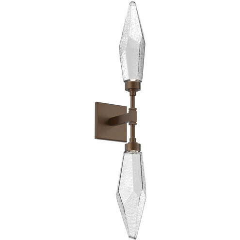 Rock Crystal LED 4.5 inch Flat Bronze Indoor Sconce Wall Light in Chilled Clear, 2700K LED, Double