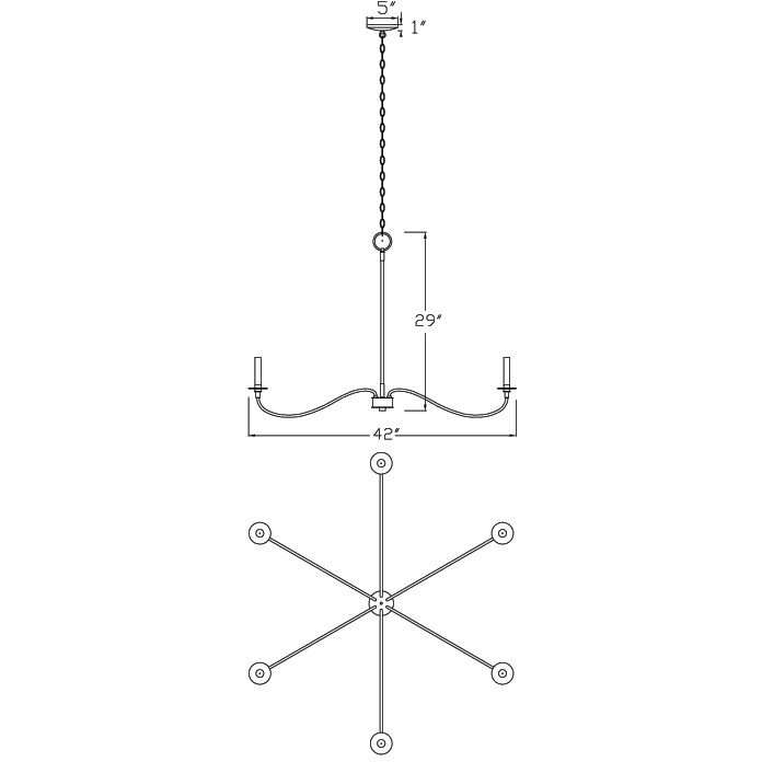 Arrington 6 Light 42 inch Polished Nickel Chandelier Ceiling Light