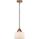 Nouveau 2 Large Bell 1 Light 8 inch Antique Copper Mini Pendant Ceiling Light in Matte White Glass