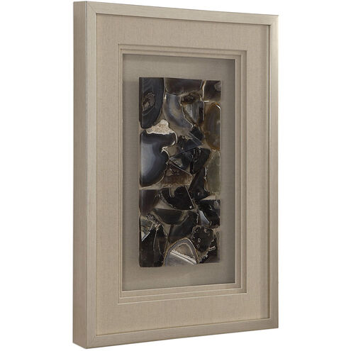 Seana Natural Agate Stone and Brushed Silver Shadow Box