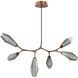 Aalto LED 43 inch Burnished Bronze Linear Pendant Ceiling Light in 3000K LED, Optic Rib Smoke, Modern Branch