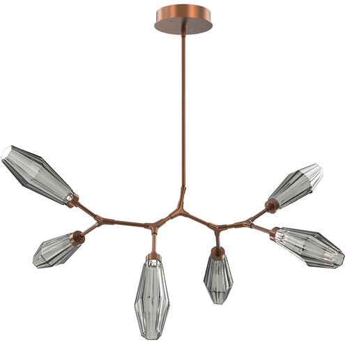 Aalto LED 43 inch Burnished Bronze Linear Pendant Ceiling Light in 3000K LED, Optic Rib Smoke, Modern Branch
