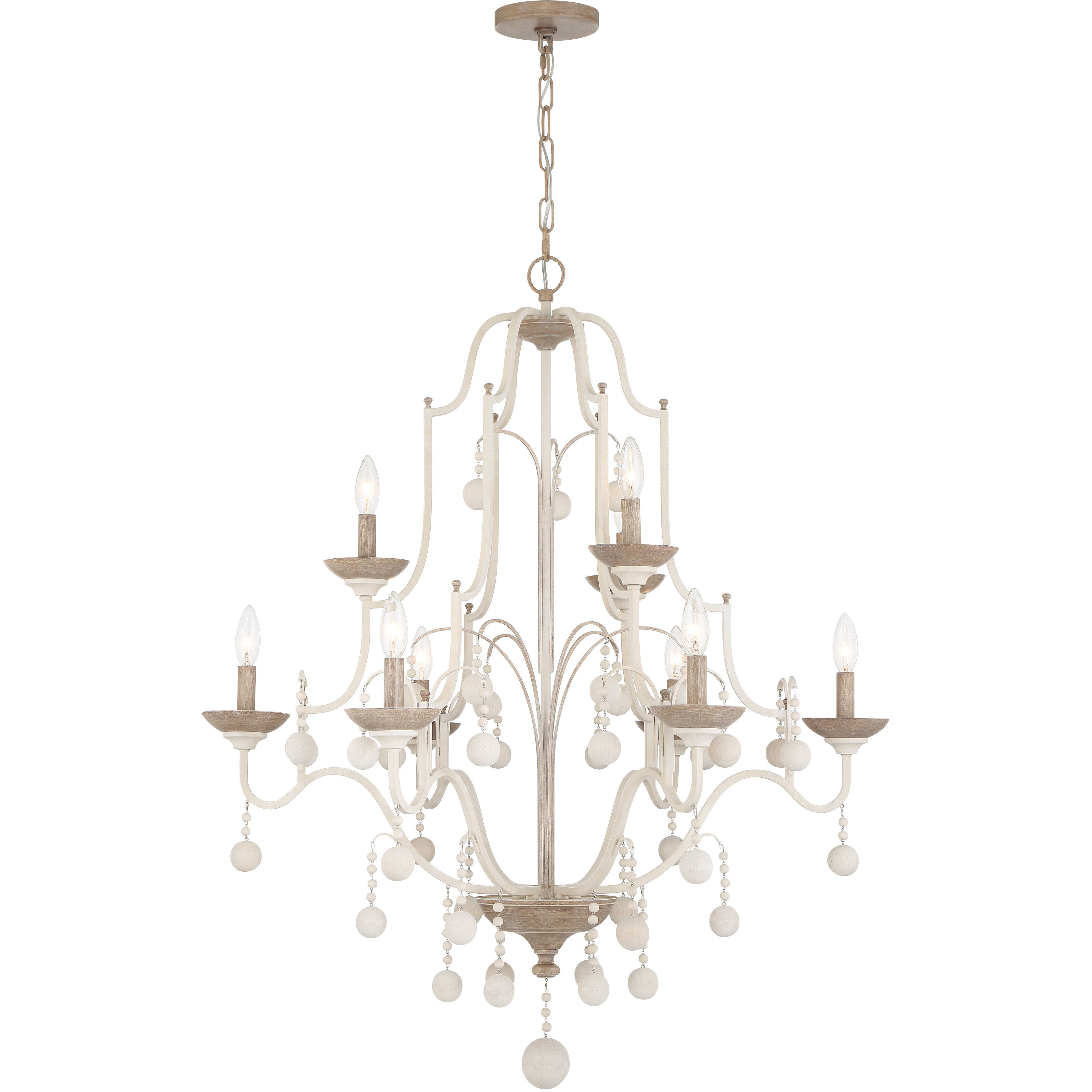 Colonial Charm 9 Light 33.13 inch White Wash and Sun Dried Clay Chandelier Ceiling Light