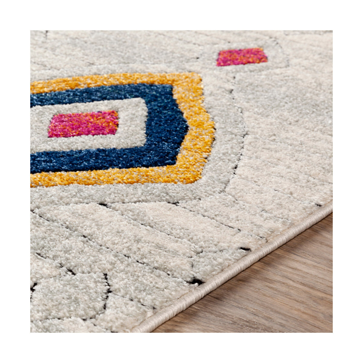 Dersim 87 X 63 inch Burnt Orange/Aqua/Saffron/White/Light Gray/Denim Rugs