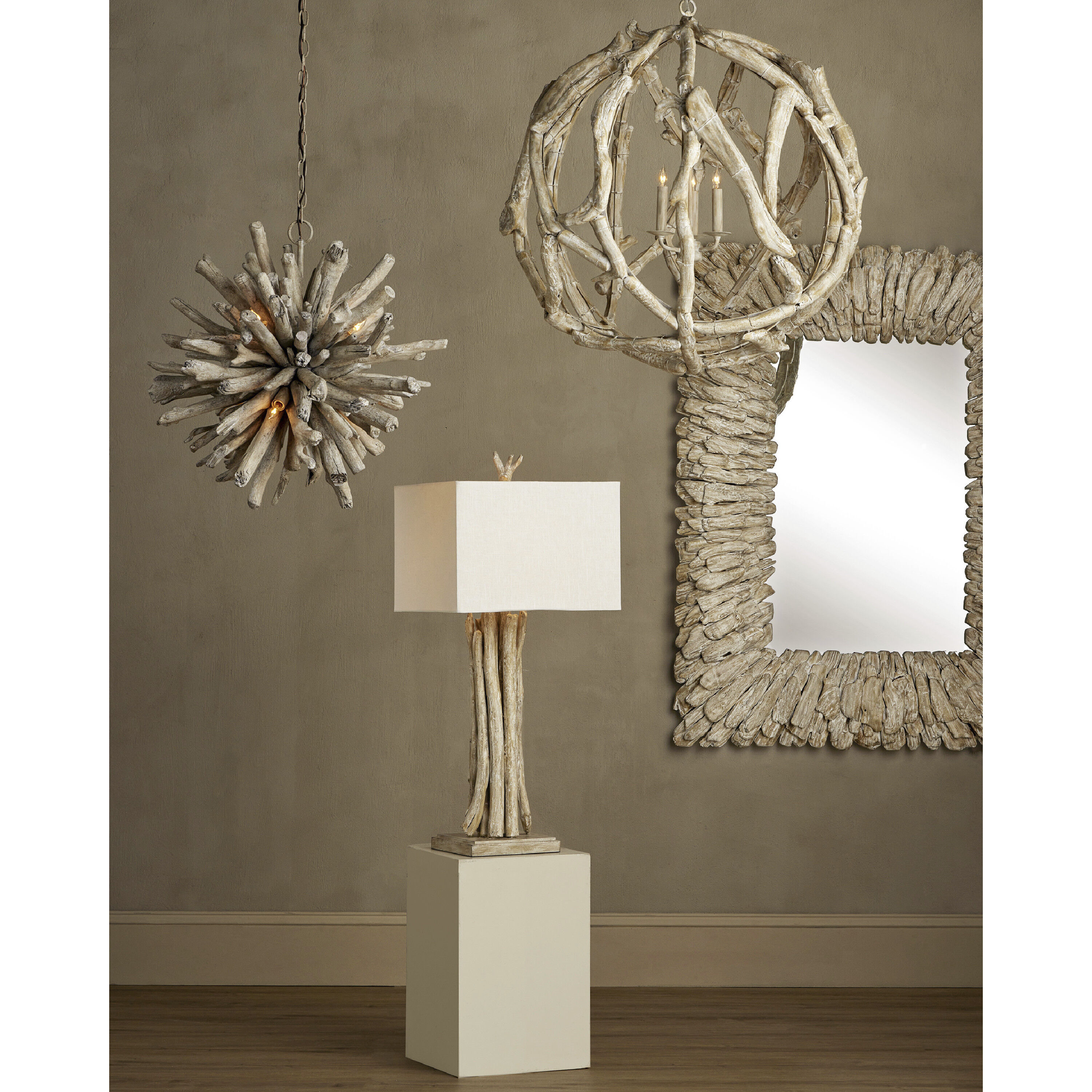 Beachhead 51 X 40 inch Whitewashed Driftwood/Mirror Mirror