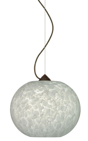 Luna 1 Light Bronze Pendant Ceiling Light in Carrera Glass, Incandescent