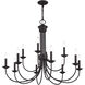 Estate 12 Light 36 inch Bronze 2-Tier Chandelier Ceiling Light