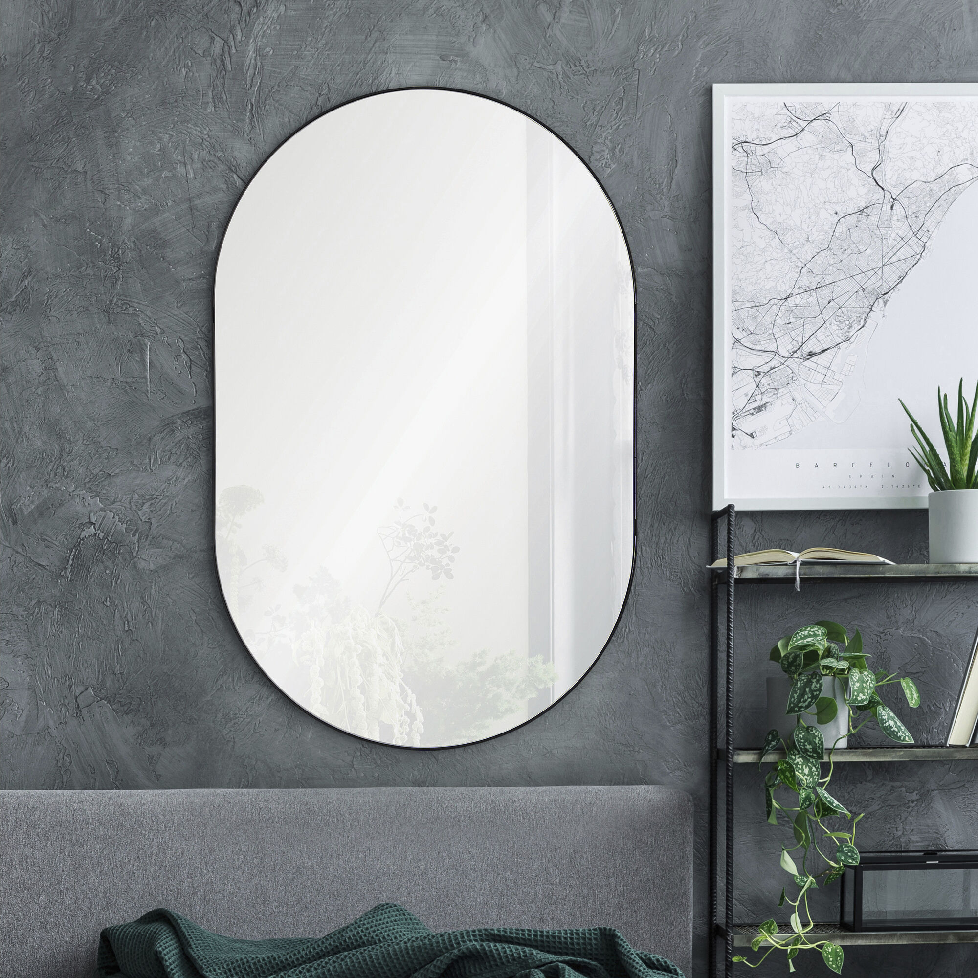 Webster 40 X 26 inch Black Wall Mirror