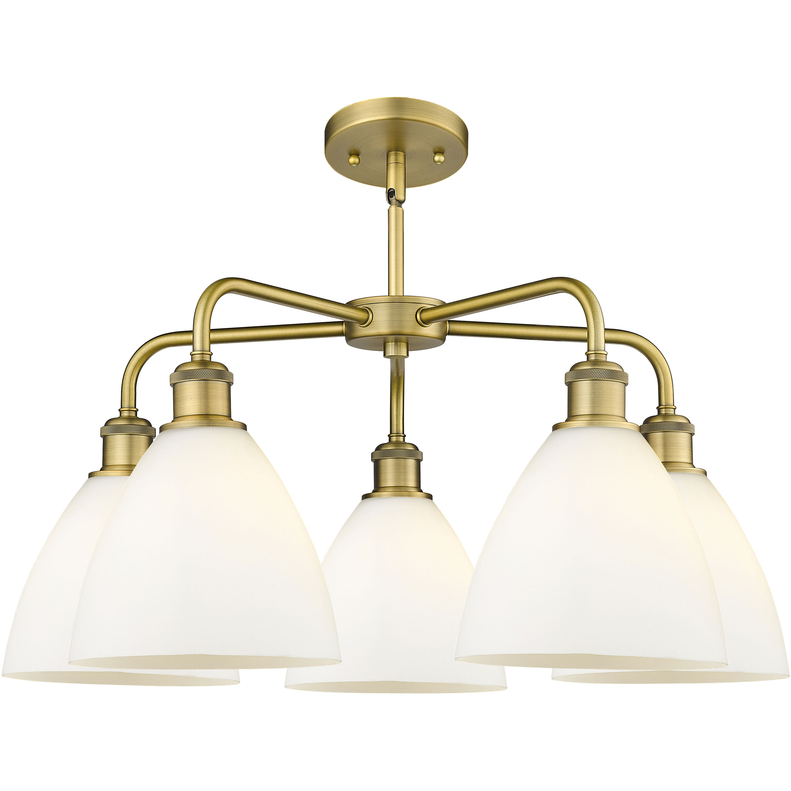 Bristol Glass 5 Light 25.5 inch Brushed Brass Chandelier Ceiling Light in Matte White