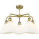 Bristol Glass 5 Light 25.5 inch Brushed Brass Chandelier Ceiling Light in Matte White