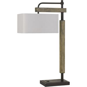 Alloa 32 inch 100 watt Dark Bronze with Wood Desk Lamp Portable Light