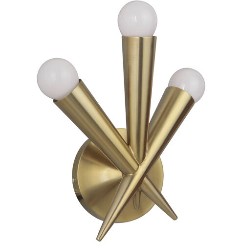 Nova 3 Light 10 inch Satin Brass Wall Sconce Wall Light