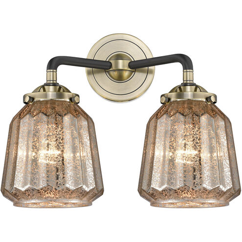 Nouveau Chatham 2 Light 14 inch Black Antique Brass Bath Vanity Light Wall Light in Mercury Glass, Nouveau