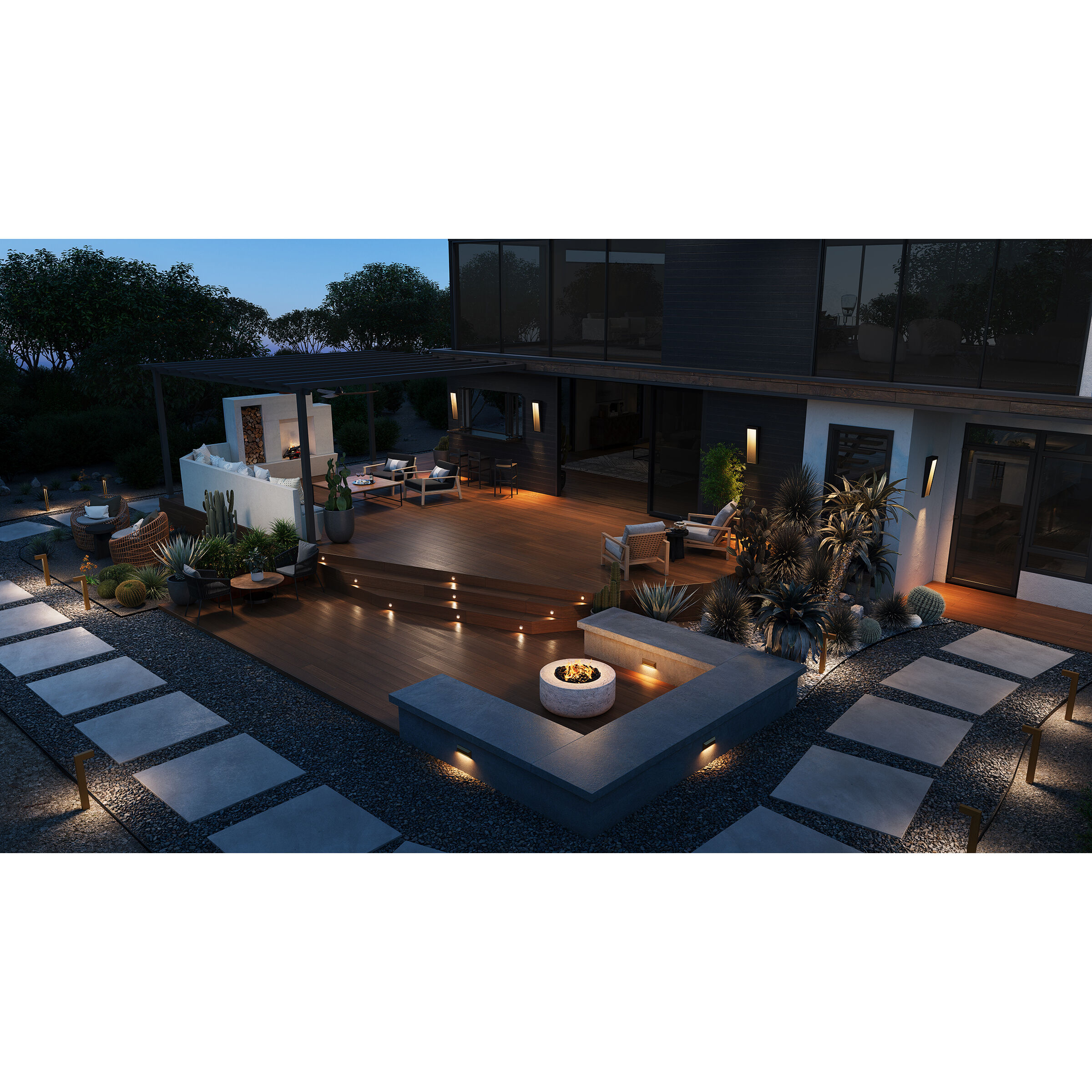 Nuvi 12v 2.60 watt Black Landscape Deck Sconce in Ash Bronze, Rectangular