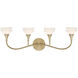Florena 4 Light 30.5 inch Noble Brass Bathroom Vanity Light Wall Light