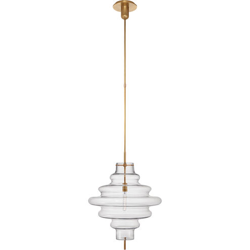 Kelly Wearstler Tableau 1 Light 18 inch Antique-Burnished Brass Pendant Ceiling Light in Clear Glass, Large