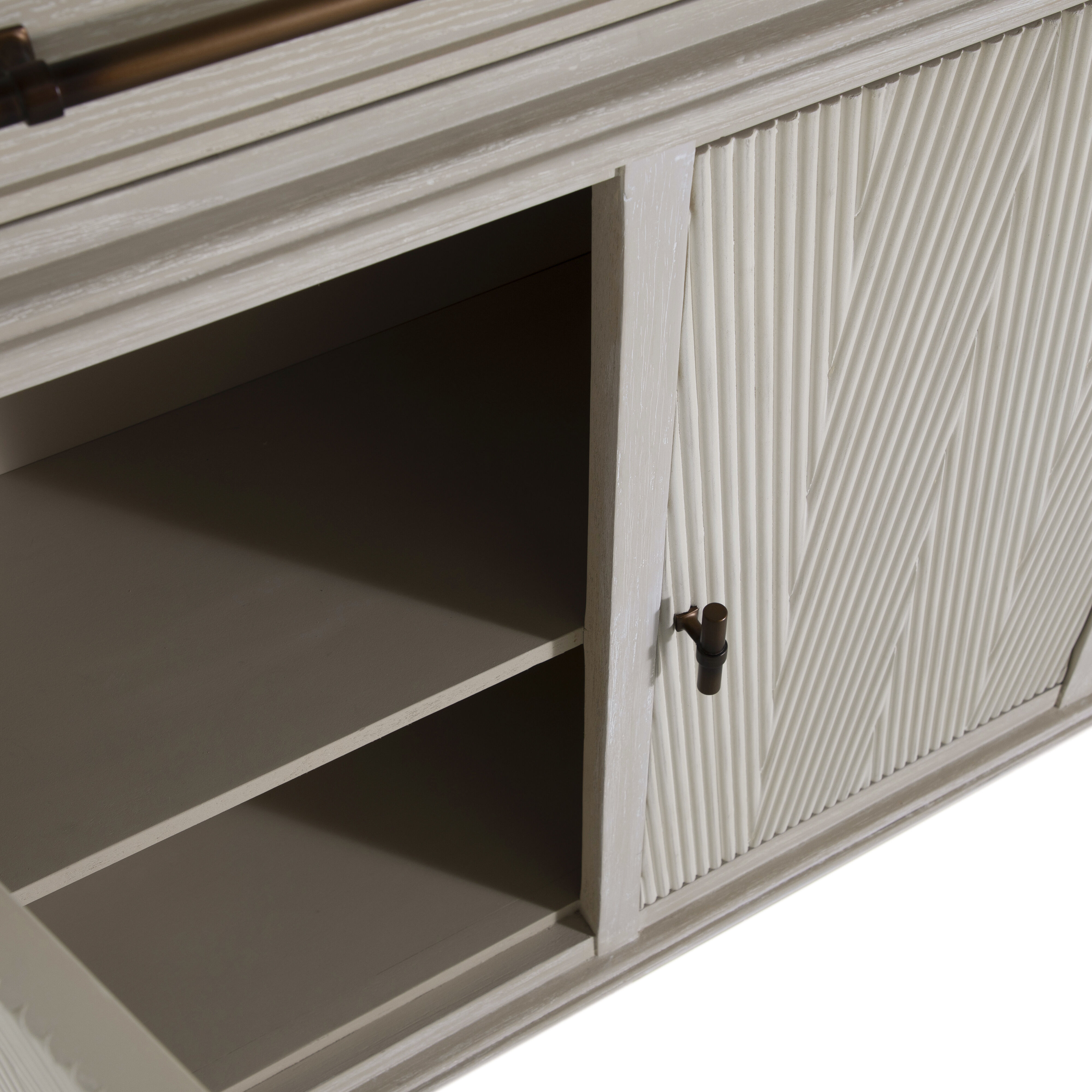 Isaac Cerused White and Sesame White Long Cabinet