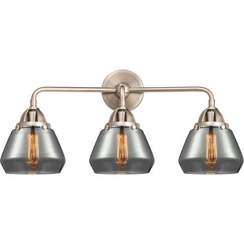 Nouveau 2 Fulton 3 Light 25 inch Black Antique Brass and Matte Black Bath Vanity Light Wall Light in Plated Smoke Glass