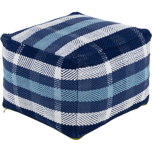 Jacobean 14 inch Dark Blue Pouf, Rectangle