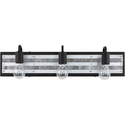 Abbey Rose 3 Light 26 inch Black and Galvanized Bath Vanity Light Wall Light