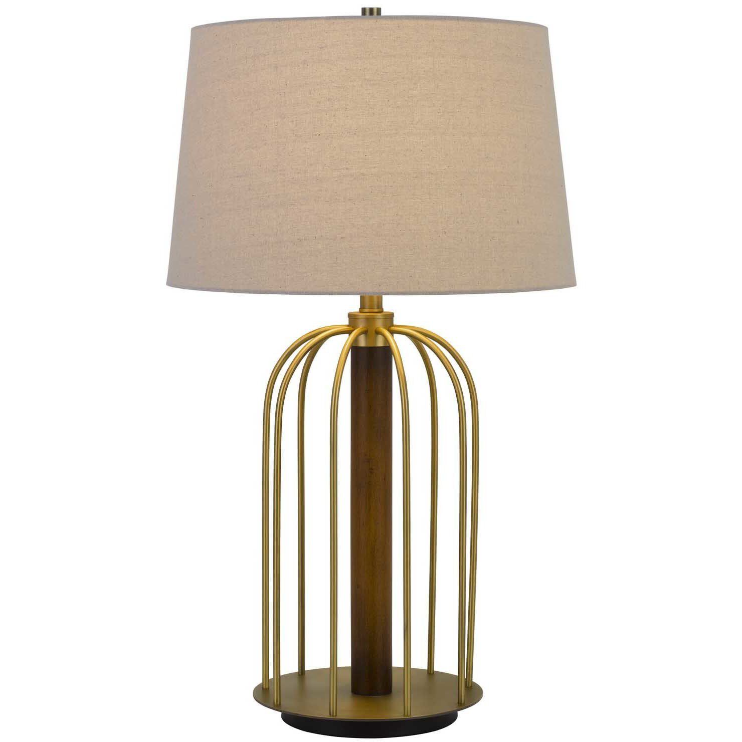 Sevran 31 inch 150 watt Antique Brass and Rubber Wood Table Lamp Portable Light