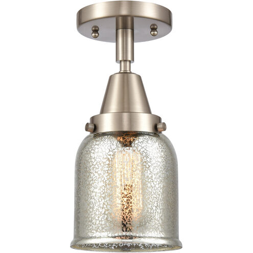 Franklin Restoration Small Bell LED 5 inch Brushed Satin Nickel Flush Mount Ceiling Light in Silver Plated Mercury Glass
