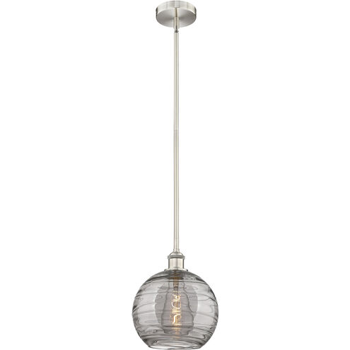 Edison Athens Deco Swirl 1 Light 10 inch Brushed Satin Nickel Stem Hung Mini Pendant Ceiling Light
