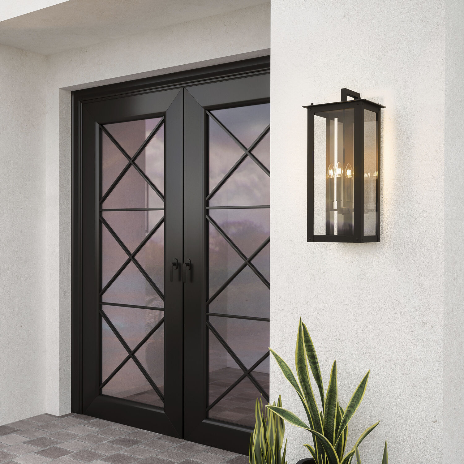 Hunt 4 Light 36 inch Black Outdoor Wall Mount in Incandescent