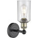 Clymer 1 Light 3.88 inch Black Antique Brass Sconce Wall Light in Seedy Glass
