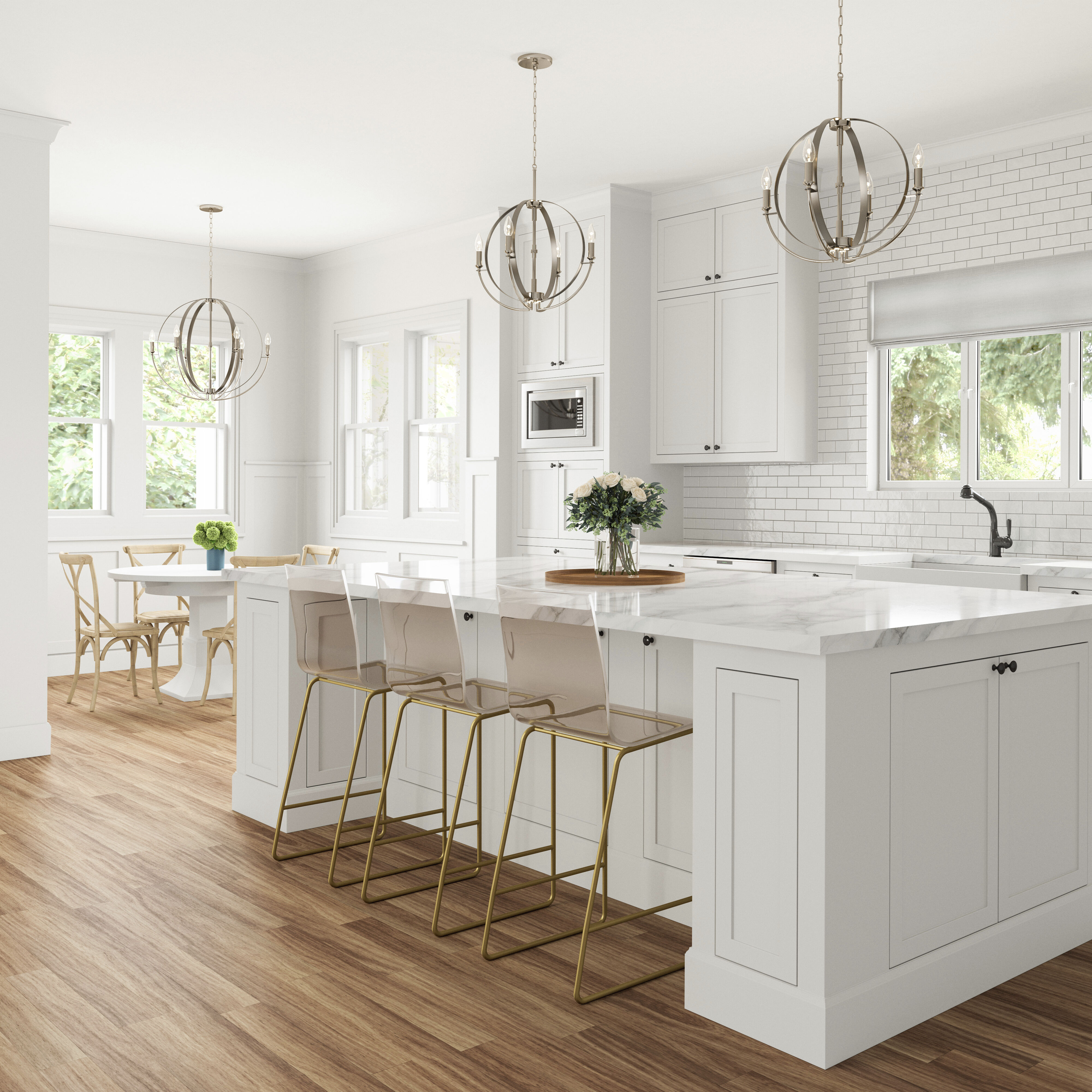 Rotunde 6 Light 26 inch Beechwood Chandelier Ceiling Light