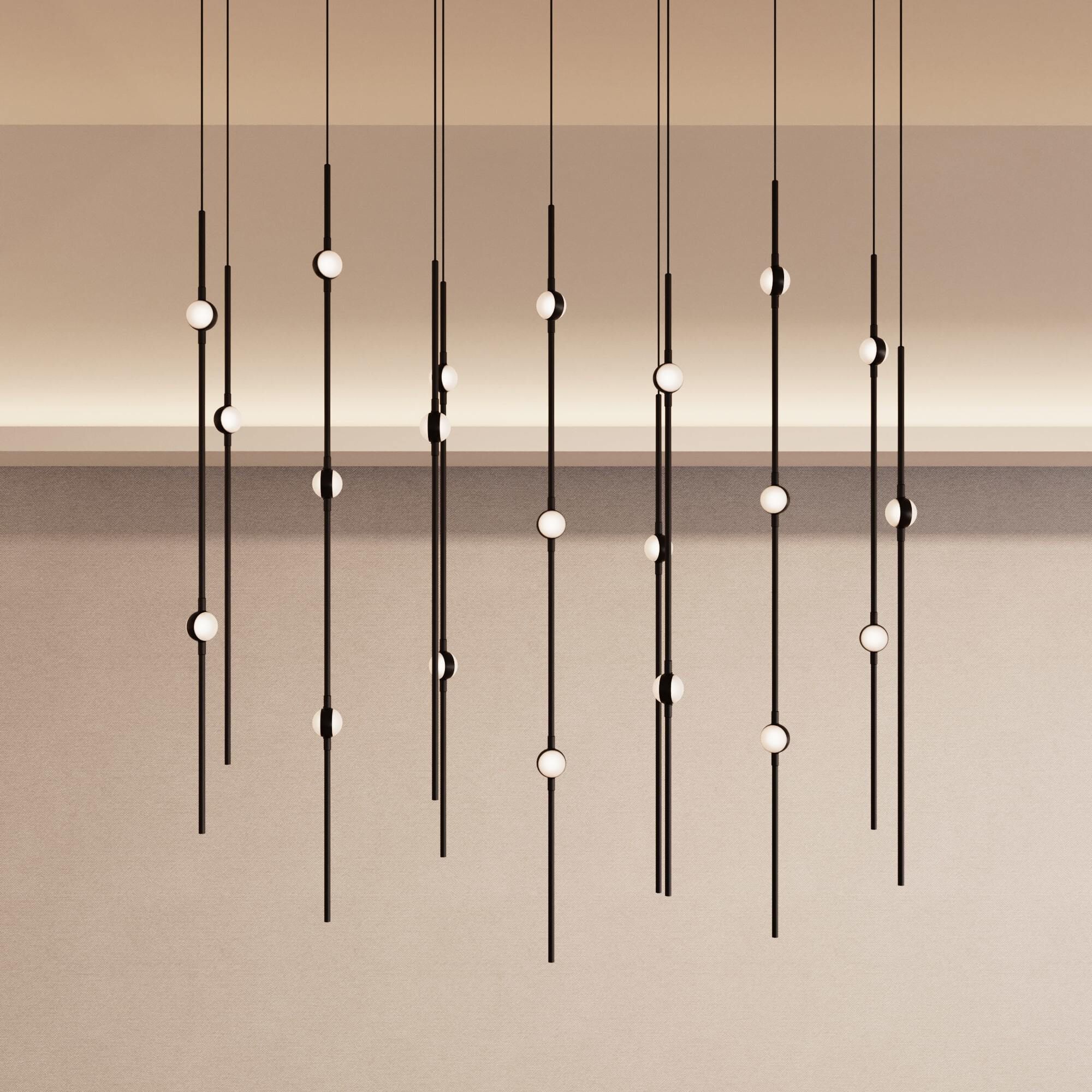 Constellation Aries LED 11.5 inch Espresso Black Pendant Ceiling Light in 20 ft. Cord, 2200K, White Optical Acrylic