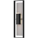 Shadow Box 2 Light 45 inch Coastal Black and Coastal Burnished Steel Outdoor Sconce, Extra Tall - Open Box