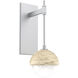 Cabochon LED 9.2 inch Classic Silver with Travertine Stone Sconce Wall Light in 2700K LED, Opal White, Tempo