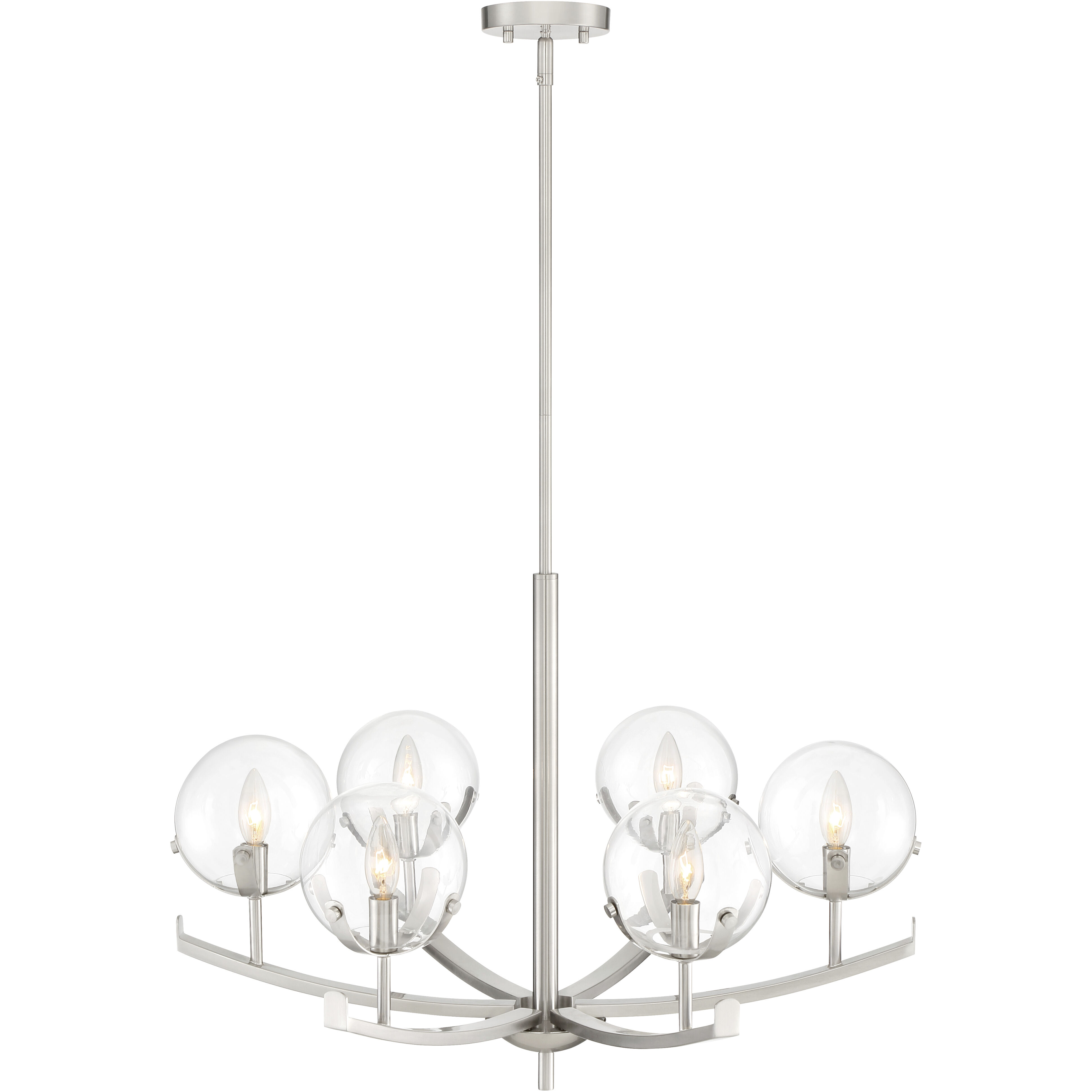 Spyglass 6 Light 28 inch Satin Platinum Chandelier Ceiling Light