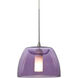 Spur LED Satin Nickel Cord Pendant Ceiling Light in Transparent Purple Glass