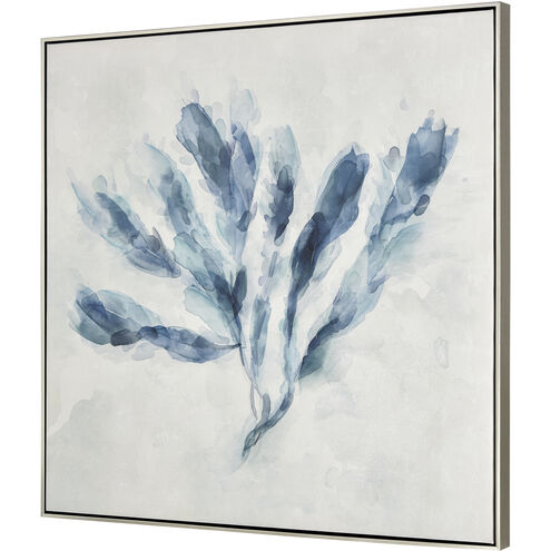 Blue Seagrass White with Blue and Champagne Gold Framed Wall Art, I