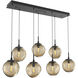 Aster Incandescent 7 Light Matte Black Linear Pendant Ceiling Light in Bronze Aster, Multi-Port