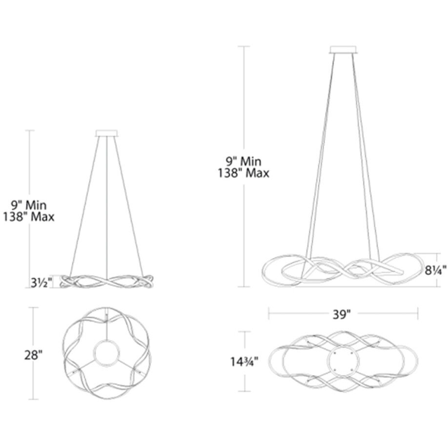 Interlace Linear Pendant Ceiling Light in Chrome, dweLED