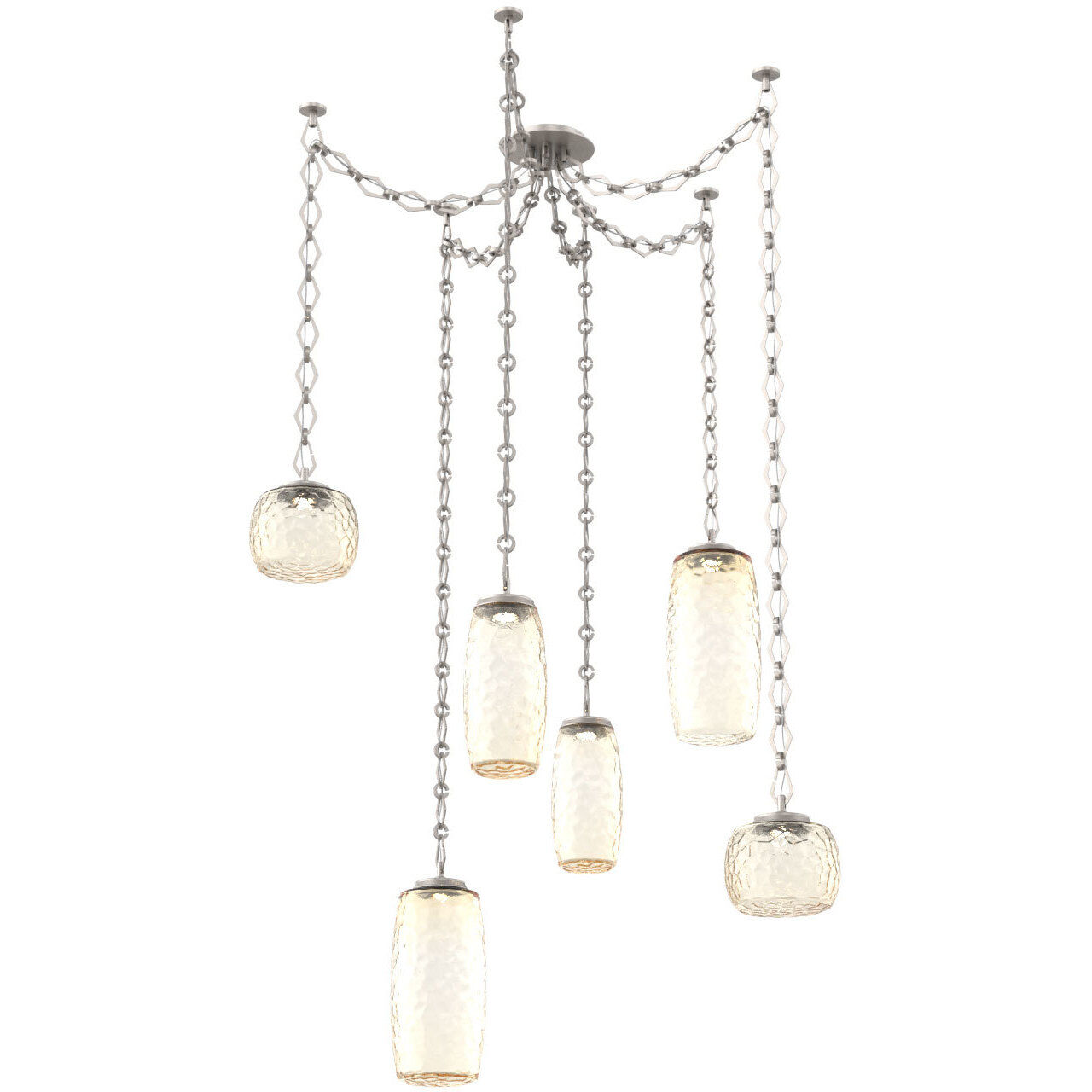 Vessel LED 15.2 inch Beige Silver Swag Multi-Pendant Ceiling Light in 3000K LED, Amber, Diamond Chain