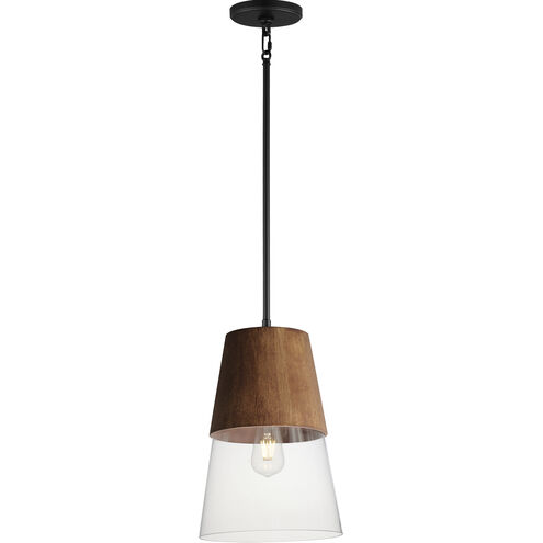 Carpenter 1 Light 10 inch Walnut and Black Mini Pendant Ceiling Light