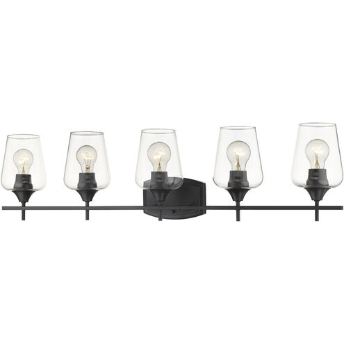 Joliet 5 Light 38 inch Matte Black Vanity Wall Light