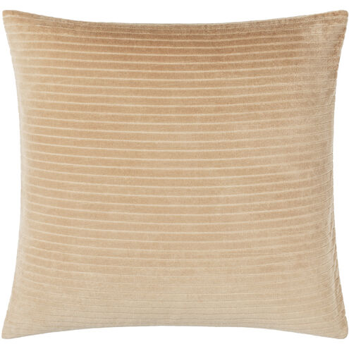 Cotton Velvet Stripes 20 X 20 inch Tan Accent Pillow
