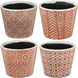 Small Orange and White Outdoor Planter, Set of 4