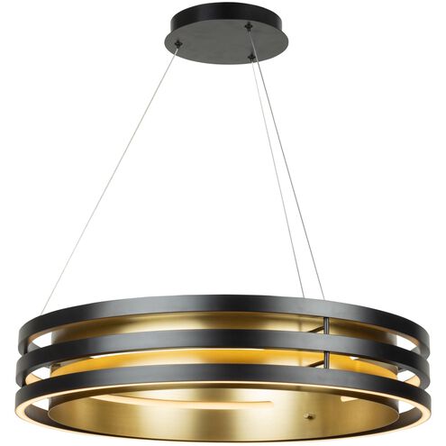 Toledo LED 25.5 inch Black and Brushed Brass Chandelier Ceiling Light