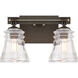 Graham Avenue 2 Light 14 inch Smoked Iron/Brushed Nickel Bath Light Wall Light