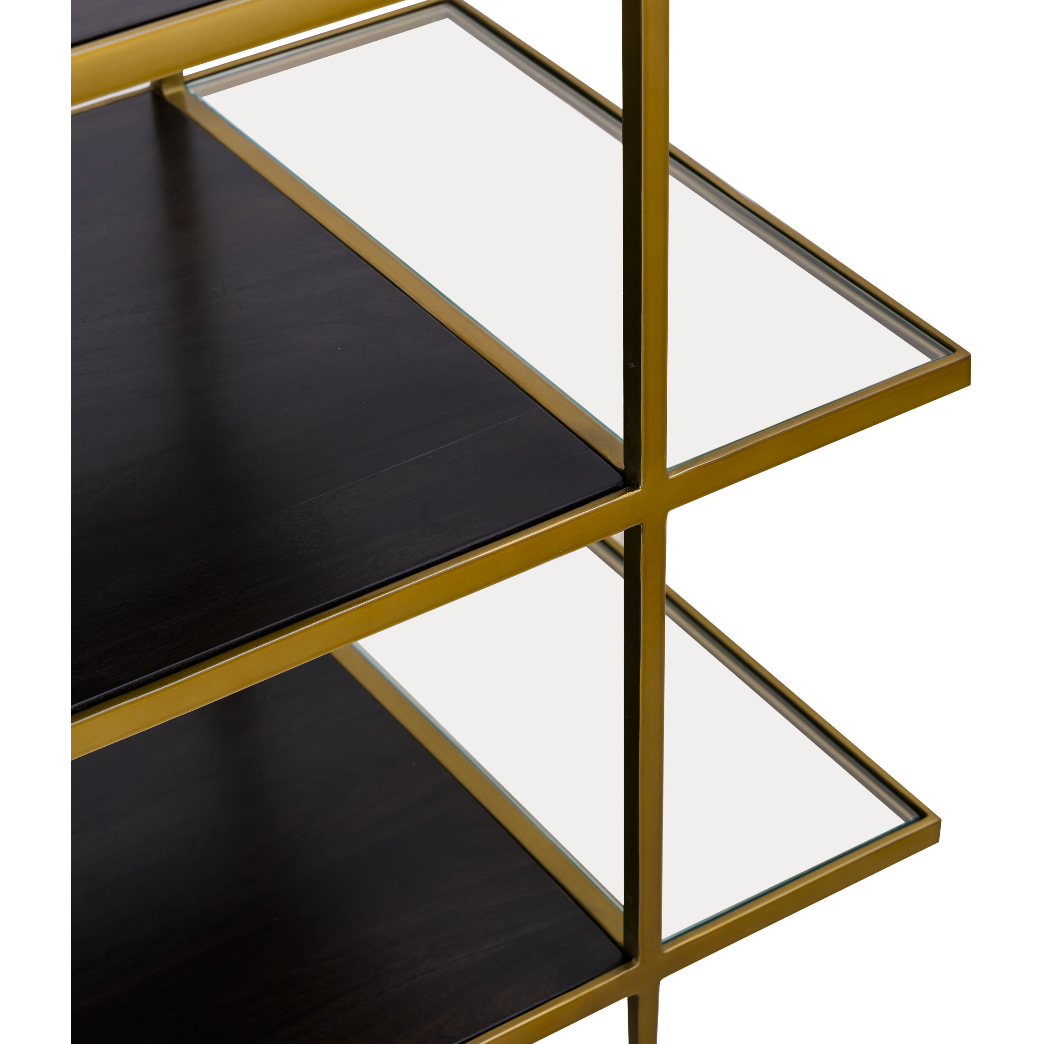 Carrick 60 X 18 inch Dark Brown with Brass and Clear Console Table