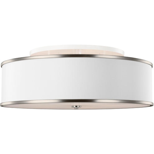 Cosenza 5 Light 30 inch Satin Nickel Semi-Flush Mount Ceiling Light, White Shantung