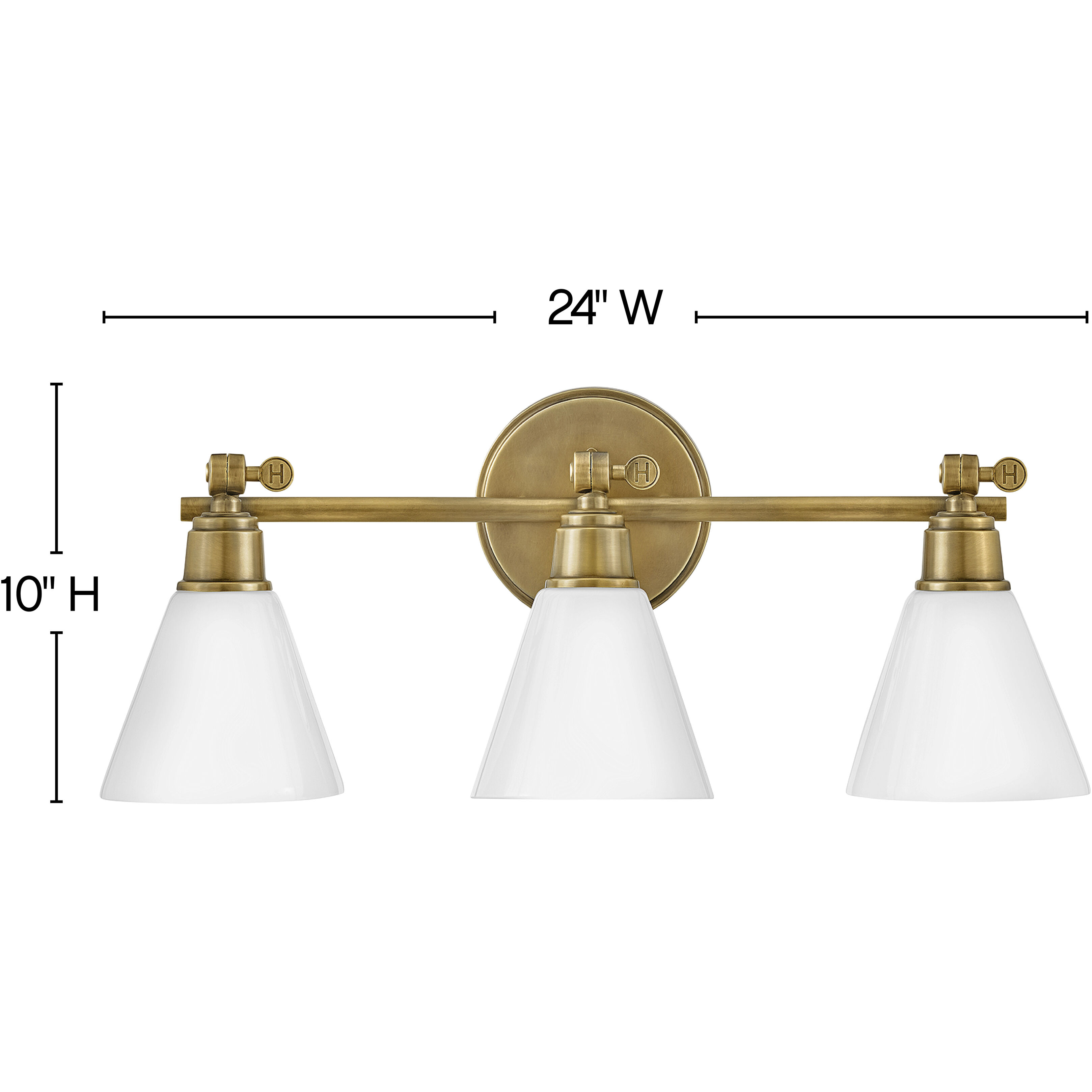 Arti 3 Light 24 inch Heritage Brass Vanity Light Wall Light
