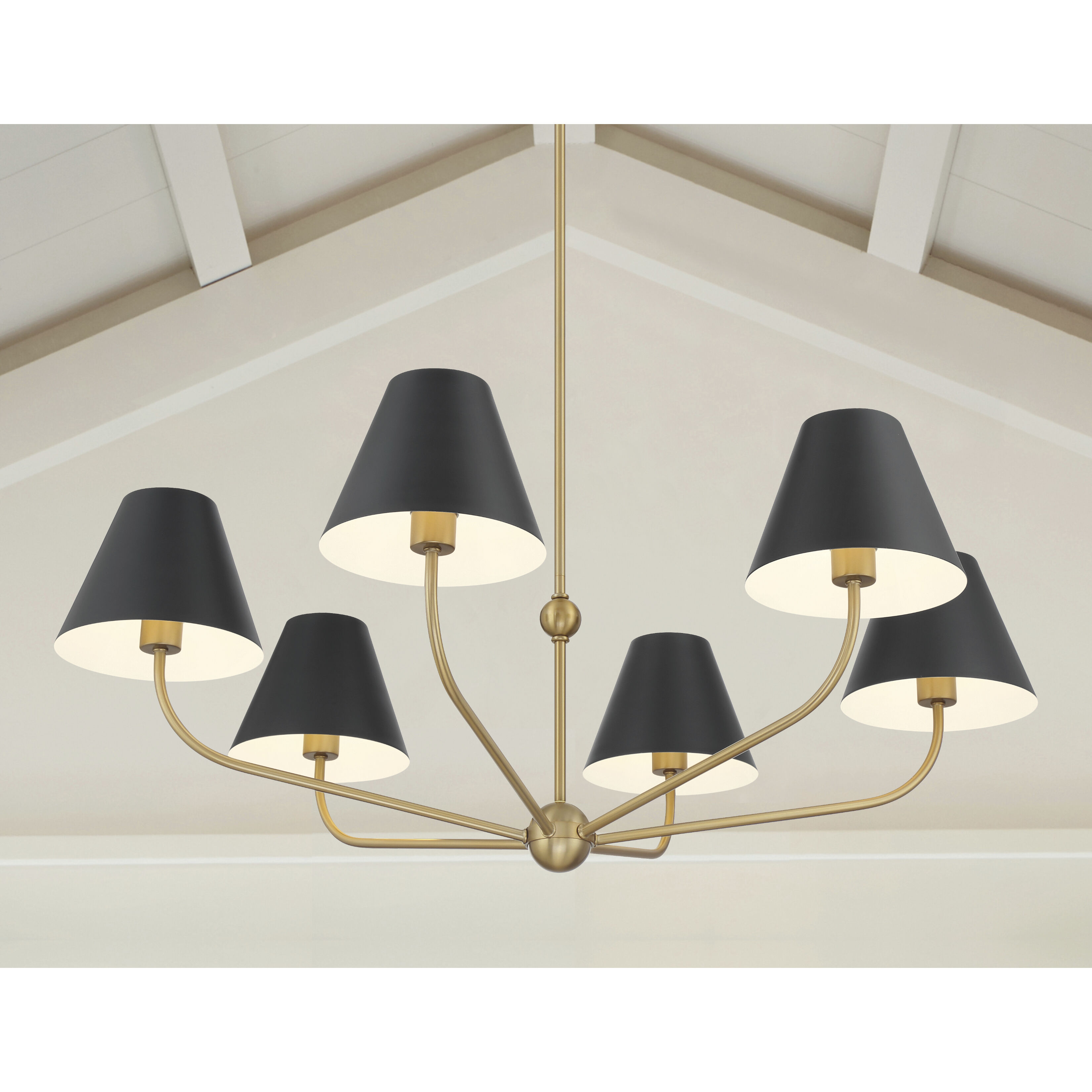 Xavier 6 Light 40 inch Vibrant Gold Chandelier Ceiling Light in Vibrant Gold and Matte Black