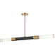 Tubo 2 Light 35 inch Matte Black and Aged Gold Brass Pendant Ceiling Light